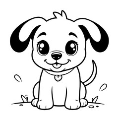 Simple vector illustration of Puppy drawing for toddlers colouring page