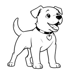 Cute vector illustration Dog drawing for toddlers colouring page