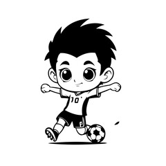Cute vector illustration SoccerPlayer drawing colouring activity