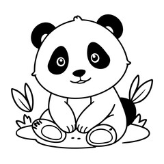 Simple vector illustration of Panda drawing for kids colouring page