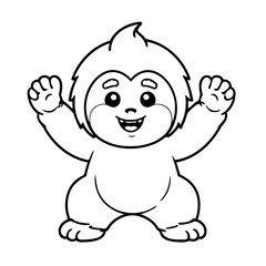 Vector illustration of a cute Yeti doodle for toddlers worksheet