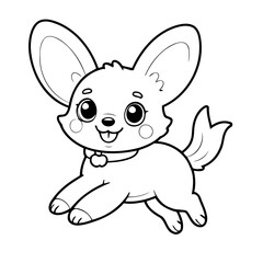 Vector illustration of a cute Papillon doodle for toddlers coloring activity