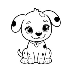 Vector illustration of a cute Dalmatian drawing for kids colouring activity