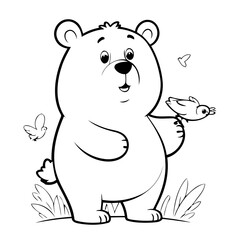 Simple vector illustration of Bear doodle for toddlers worksheet