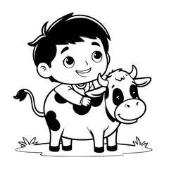 Cute vector illustration Boy doodle for children worksheet