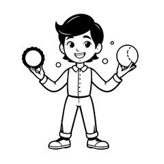 Vector illustration of a cute Juggler doodle for children worksheet