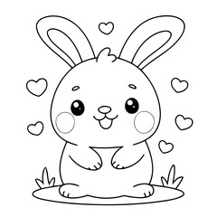 Simple vector illustration of Bunny outline for colouring page