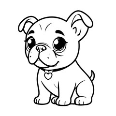 Simple vector illustration of Bulldog drawing for toddlers colouring page