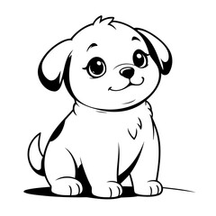 Cute vector illustration Puppy for children colouring activity