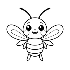 Simple vector illustration of Bee drawing for kids page