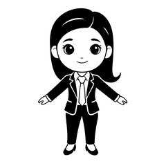 Cute vector illustration BusinessWoman for kids coloring activity page