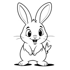 Simple vector illustration of Rabbit drawing for toddlers colouring page