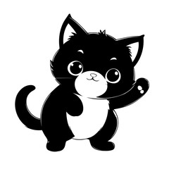 Simple vector illustration of Kitten for children colouring activity