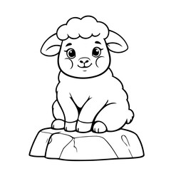 Cute vector illustration Sheep doodle for kids colouring page
