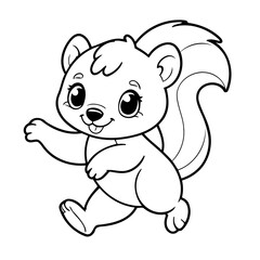 Simple vector illustration of Skunk drawing for kids colouring activity