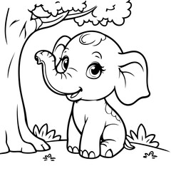 Cute vector illustration Elephant doodle for toddlers worksheet