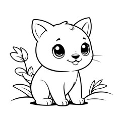 Vector illustration of a cute Animal drawing for kids colouring activity