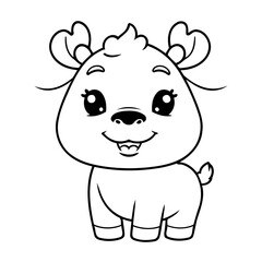 Vector illustration of a cute Moose doodle for toddlers coloring activity