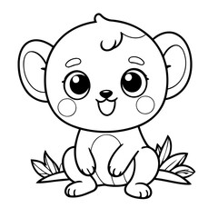 Simple vector illustration of Kawaii for children colouring activity