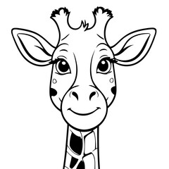 Simple vector illustration of Giraffe for kids coloring page