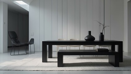 A room with ample natural light showcasing a black Generative AI