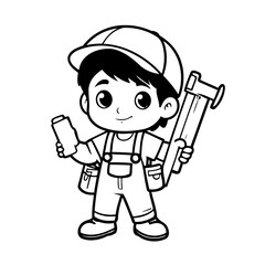 Vector illustration of a cute Contractor drawing for kids page