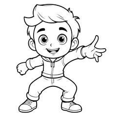 Vector illustration of a cute Boy doodle colouring activity for kids