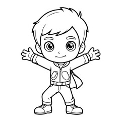 Cute vector illustration Boy drawing for children page