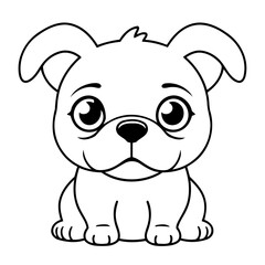 Cute vector illustration Bulldog drawing for toddlers colouring page