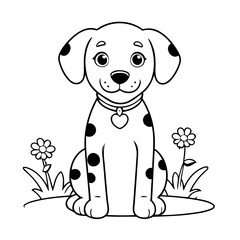 Cute vector illustration Dalmatian drawing for toddlers coloring activity