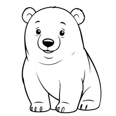Vector illustration of a cute Polarbear doodle colouring activity for kids