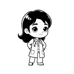 Vector illustration of a cute Physician drawing for kids colouring page