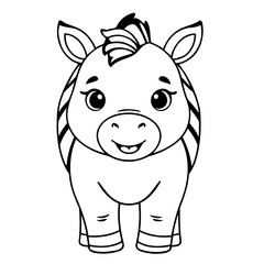 Vector illustration of a cute Zebra doodle for kids colouring page