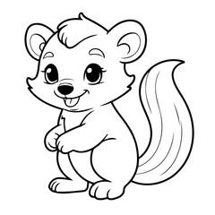 Cute vector illustration Skunk doodle colouring activity for kids