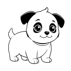 Simple vector illustration of Puppy doodle for toddlers worksheet