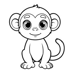 Vector illustration of a cute Monkey drawing for children page