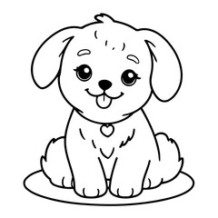 Cute vector illustration Maltese drawing for colouring page