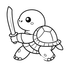Cute vector illustration Turtle drawing for colouring page