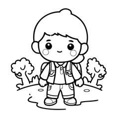 Vector illustration of a cute Tourist doodle for toddlers worksheet