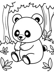 Vector illustration of a cute Panda doodle drawing for kids page