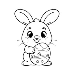 Cute vector illustration Bunny colouring page for kids