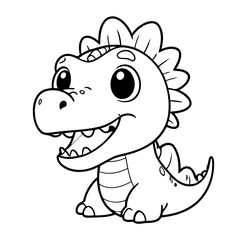 Cute vector illustration Dino doodle for kids colouring page