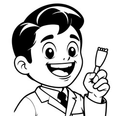 Simple vector illustration of Dentist outline for colouring page