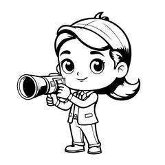 Vector illustration of a cute Journalist drawing for colouring page