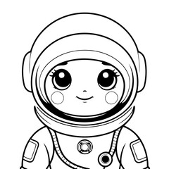 Simple vector illustration of Astronaut colouring page for kids