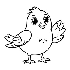 Simple vector illustration of Bird drawing for toddlers coloring activity