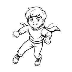 Vector illustration of a cute Boy drawing for kids colouring page