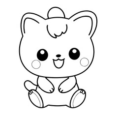 Cute vector illustration Kawaii doodle for toddlers coloring activity