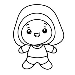 Cute vector illustration Kawaii doodle for toddlers coloring activity