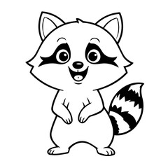 Cute vector illustration Raccoon for kids colouring page